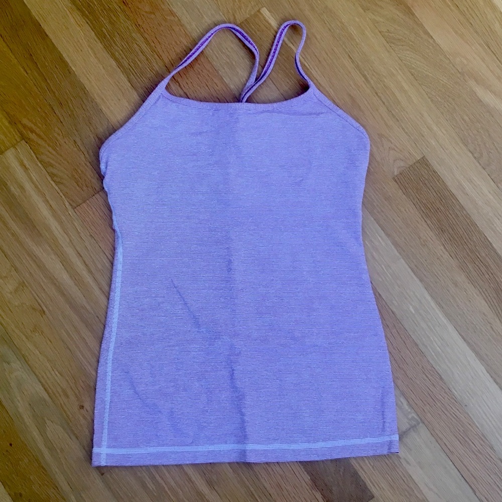 Lululemon Power Y Sz 4 Magenta & White Stripes
